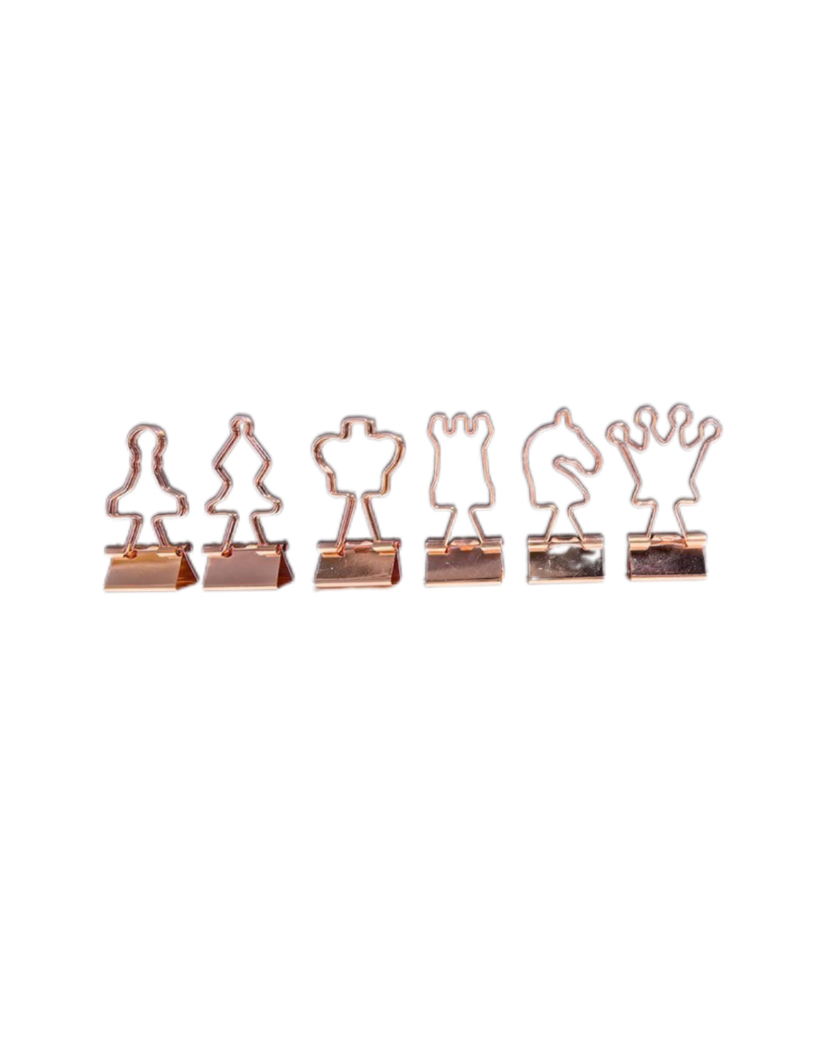 Metal Chess-Inspired Binder Clips –rose gold- Creative Hollow-Out Long-Tail Clips for Strategic Document Management