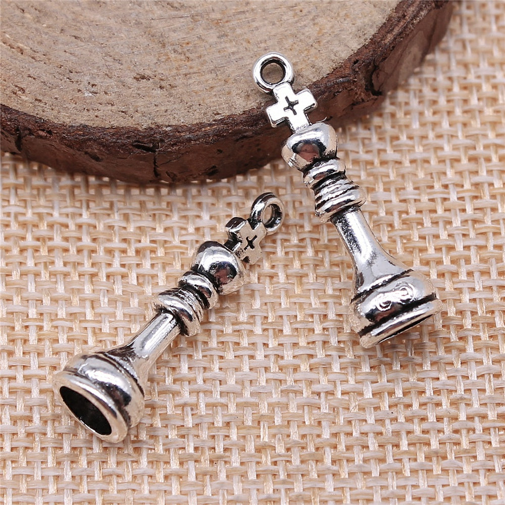 Ancient Silver Chess King Pendant
