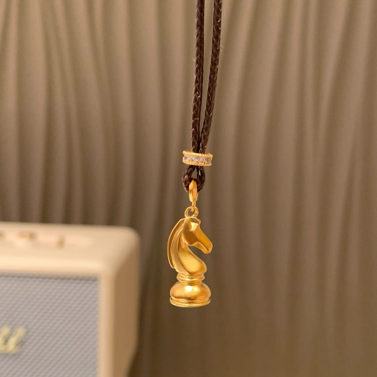 Golden Chess Knight Pendant