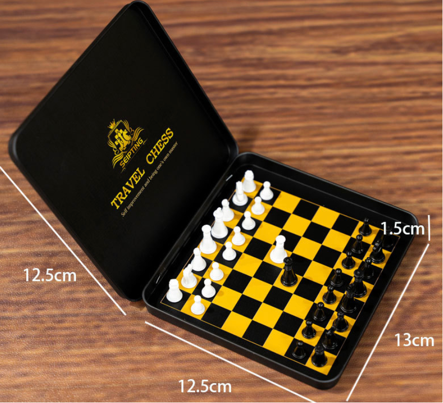 LEAP Mini Magnetic Travel Chess Tin – Ultra-Compact Tinplate Set for Kids & Outdoor Competition