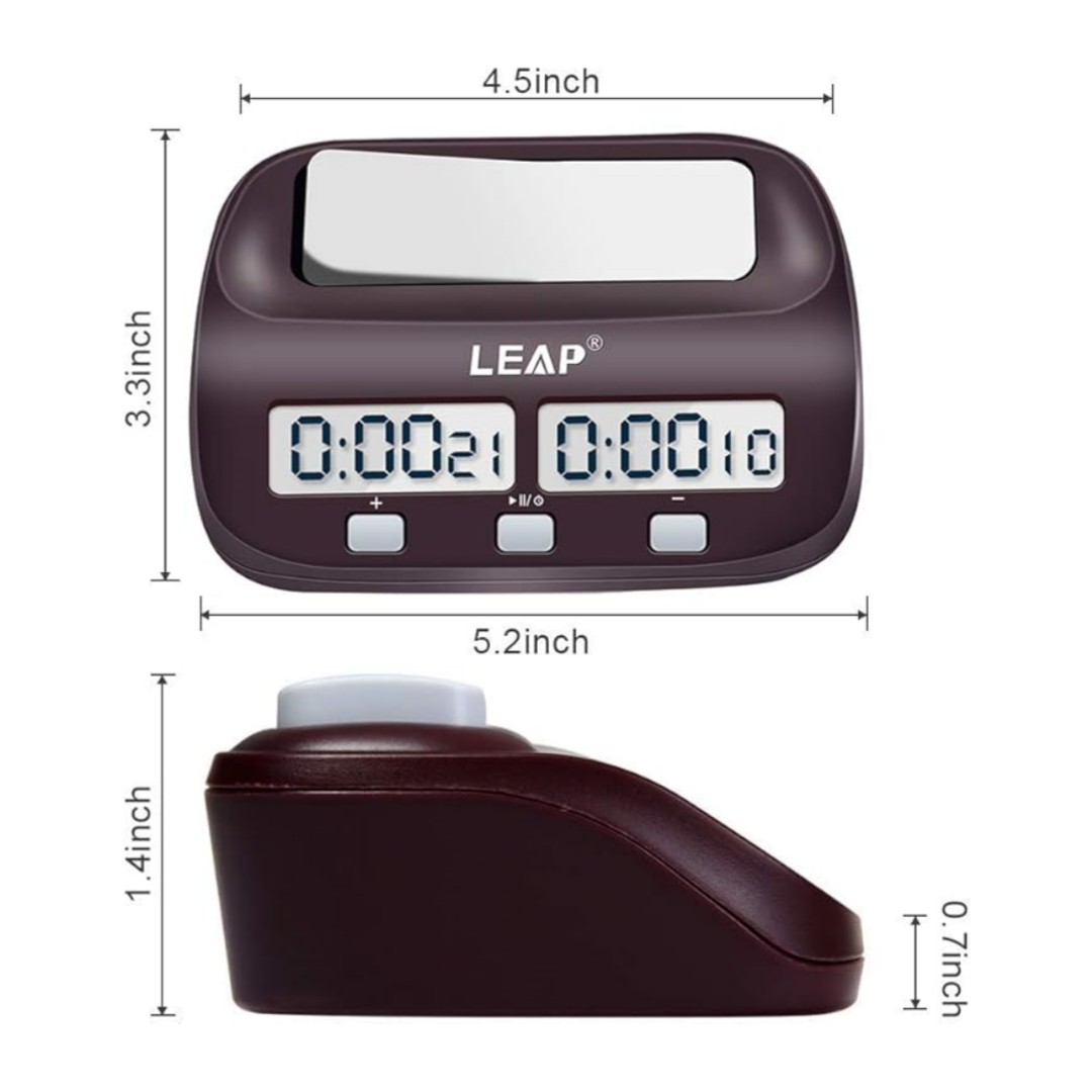 LEAP PQ9907S Digital Chess Clock - Global Bestseller Brown Grain Edition