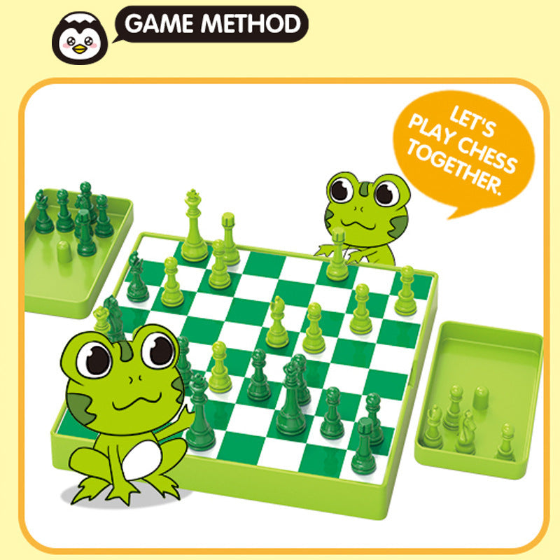 Kids Edition-green-Mini Cartoon Strategy Chess Set – Colorful Educational Puzzle Game for Early Cognitive Development