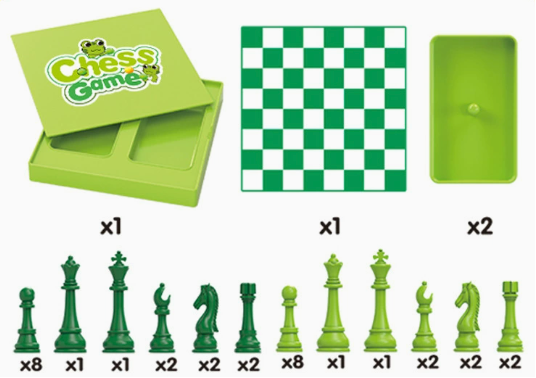 Kids Edition-green-Mini Cartoon Strategy Chess Set – Colorful Educational Puzzle Game for Early Cognitive Development