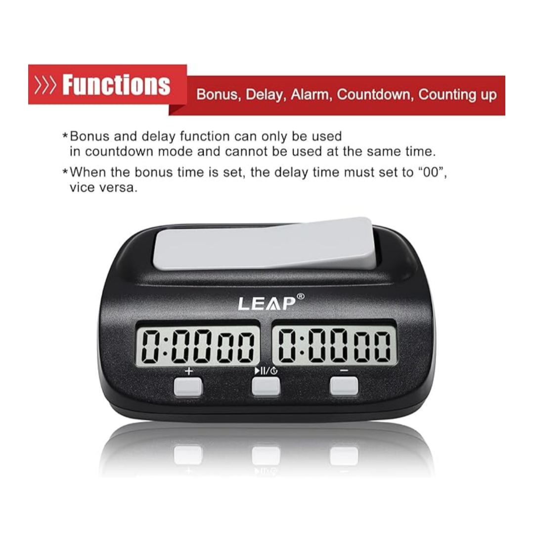 LEAP PQ9907S Digital Chess Clock - Global Bestseller (Sleek MatteBlack Edition)