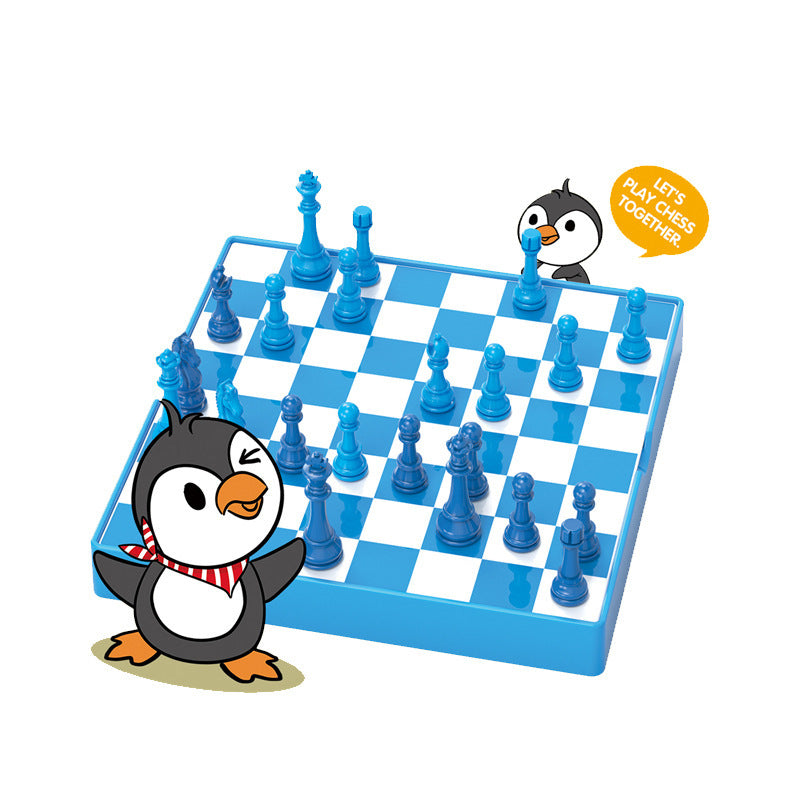Kids Edition-blue Mini Cartoon Strategy Chess Set – Colorful Educational Puzzle Game for Early Cognitive Development
