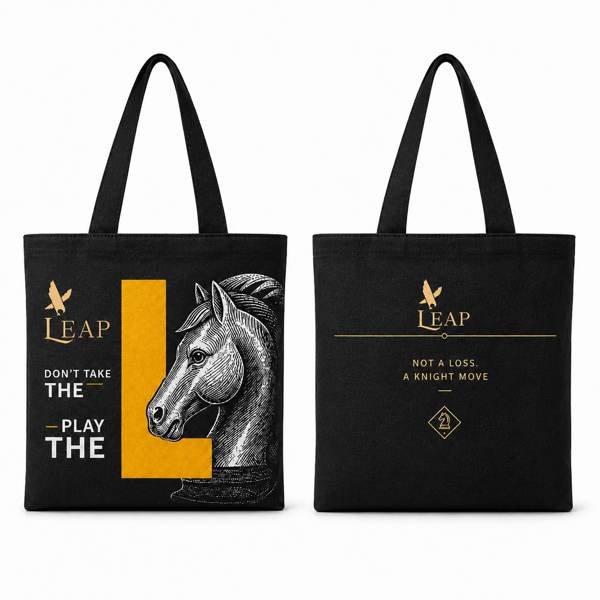 LEAP Knight Black Canvas Tote Bag — image 1
