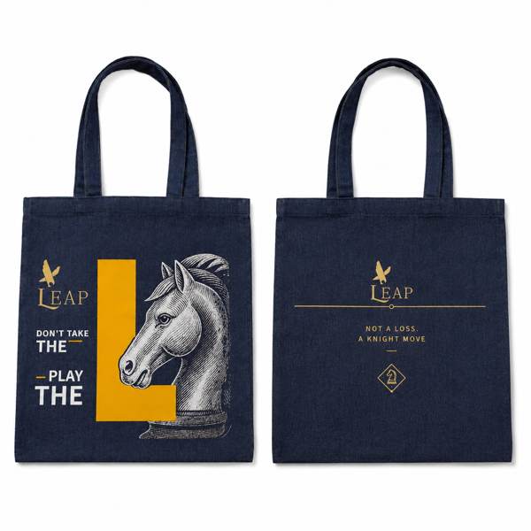 LEAP Knight Dark Blue Denim Tote Bag — image 1