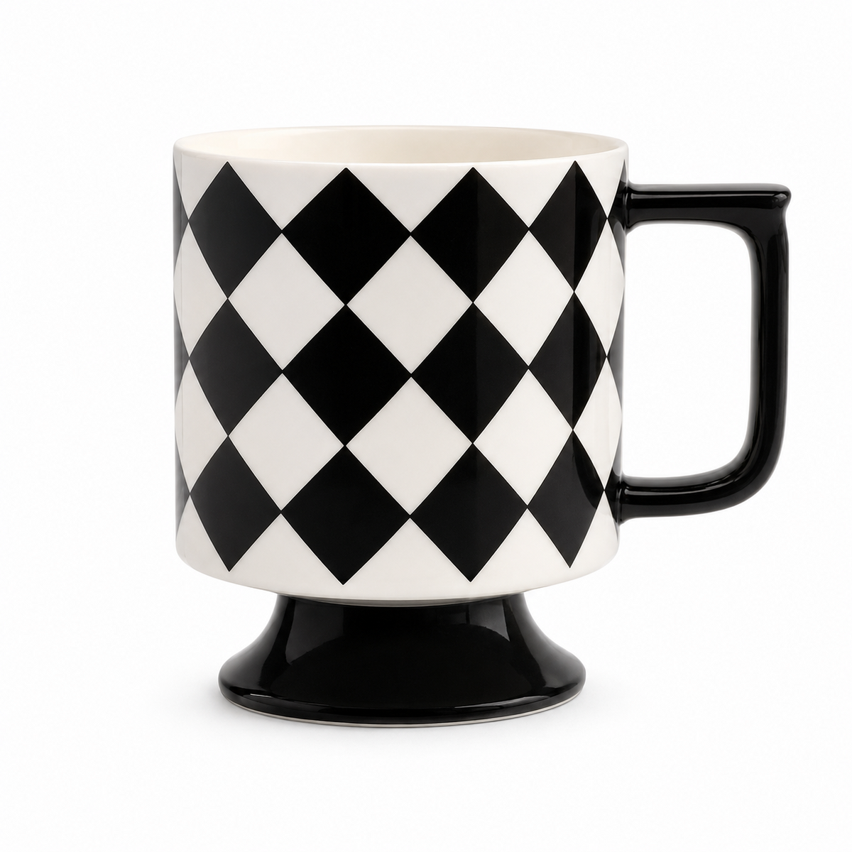 Black & White Checkerboard Ceramic Mug — image 1
