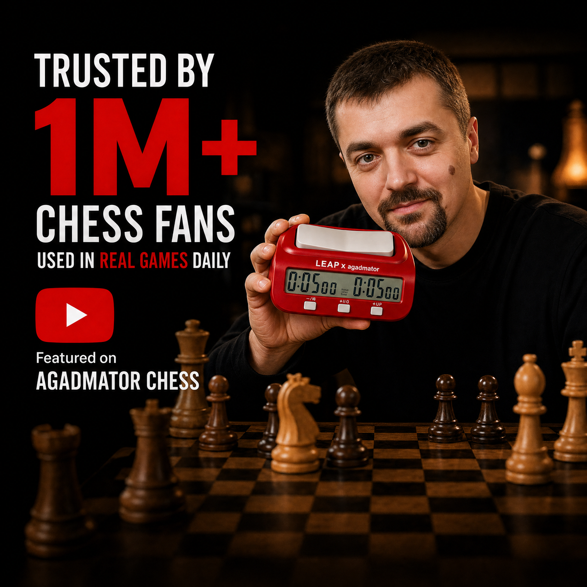 [Limited Edition] Agadmator x LEAP Chess Clock - Digital Timer for Blitz & Bullet