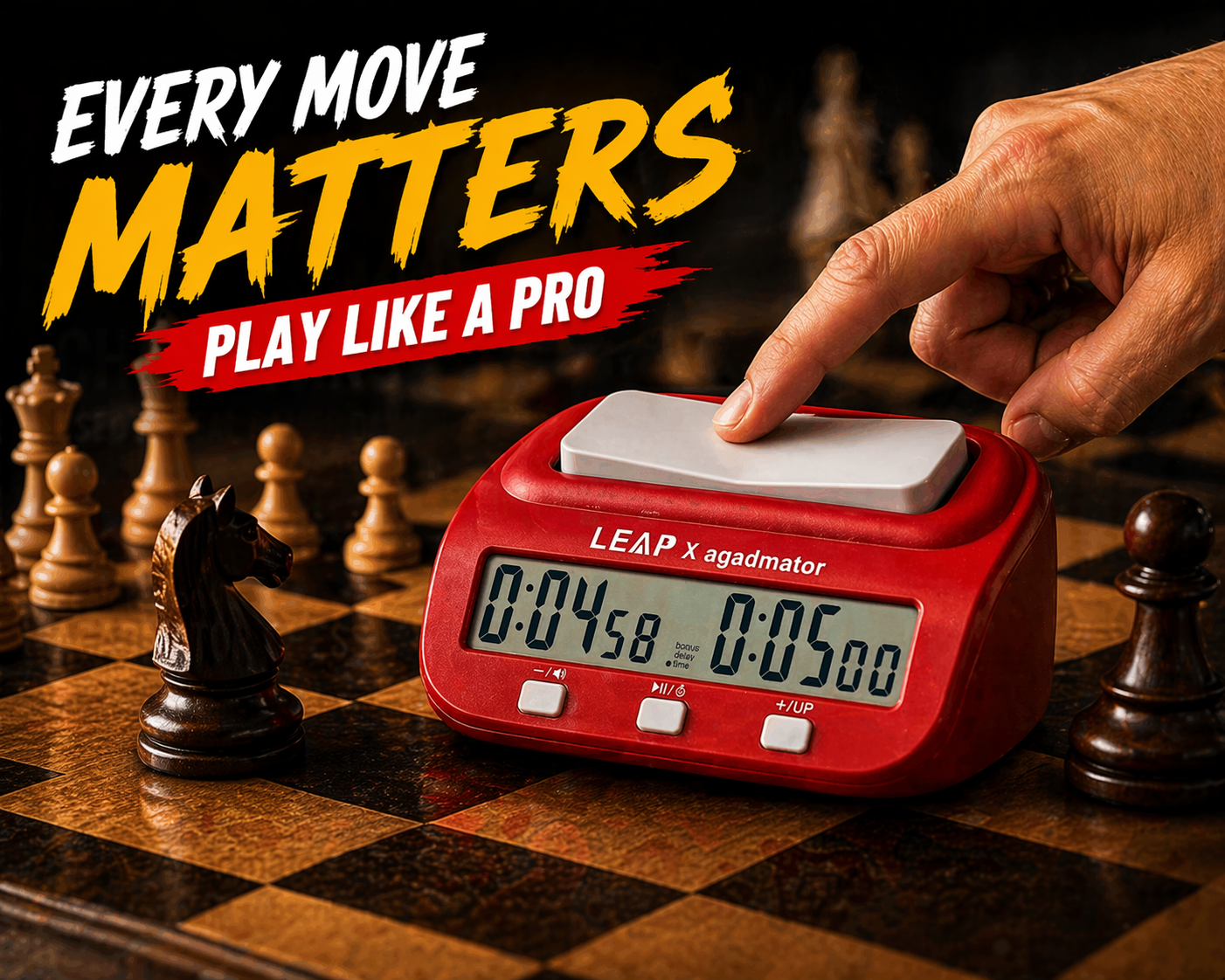 [Limited Edition] agadmator x LEAP Chess Clock - Professional Digital Chess Timer for Blitz & Bullet - Official Collaboration