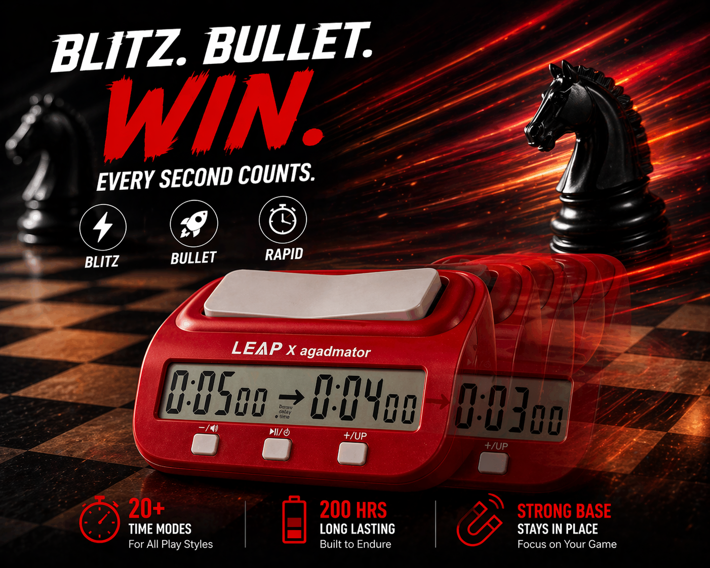 [Limited Edition] agadmator x LEAP Chess Clock - Professional Digital Chess Timer for Blitz & Bullet - Official Collaboration