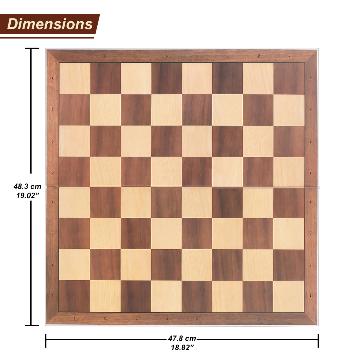 WG-QP88F Standard 2-Fold Go/Chess Board - 48x48cm Waterproof Wood Grain Hardboard