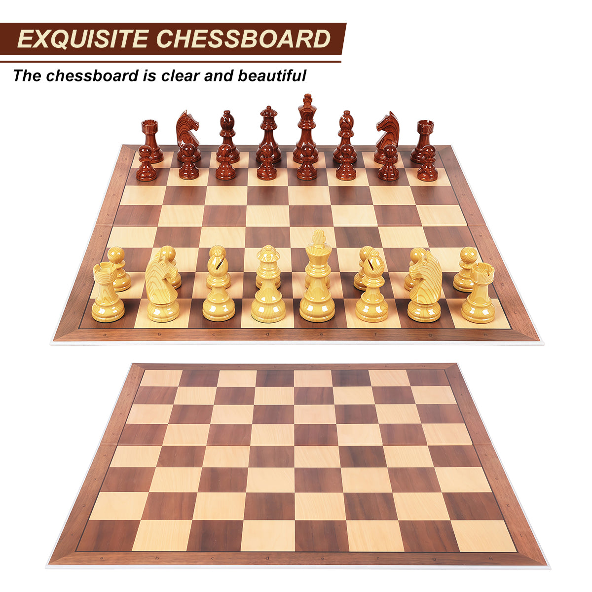 WG-QP88F Standard 2-Fold Go/Chess Board - 48x48cm Waterproof Wood Grain Hardboard