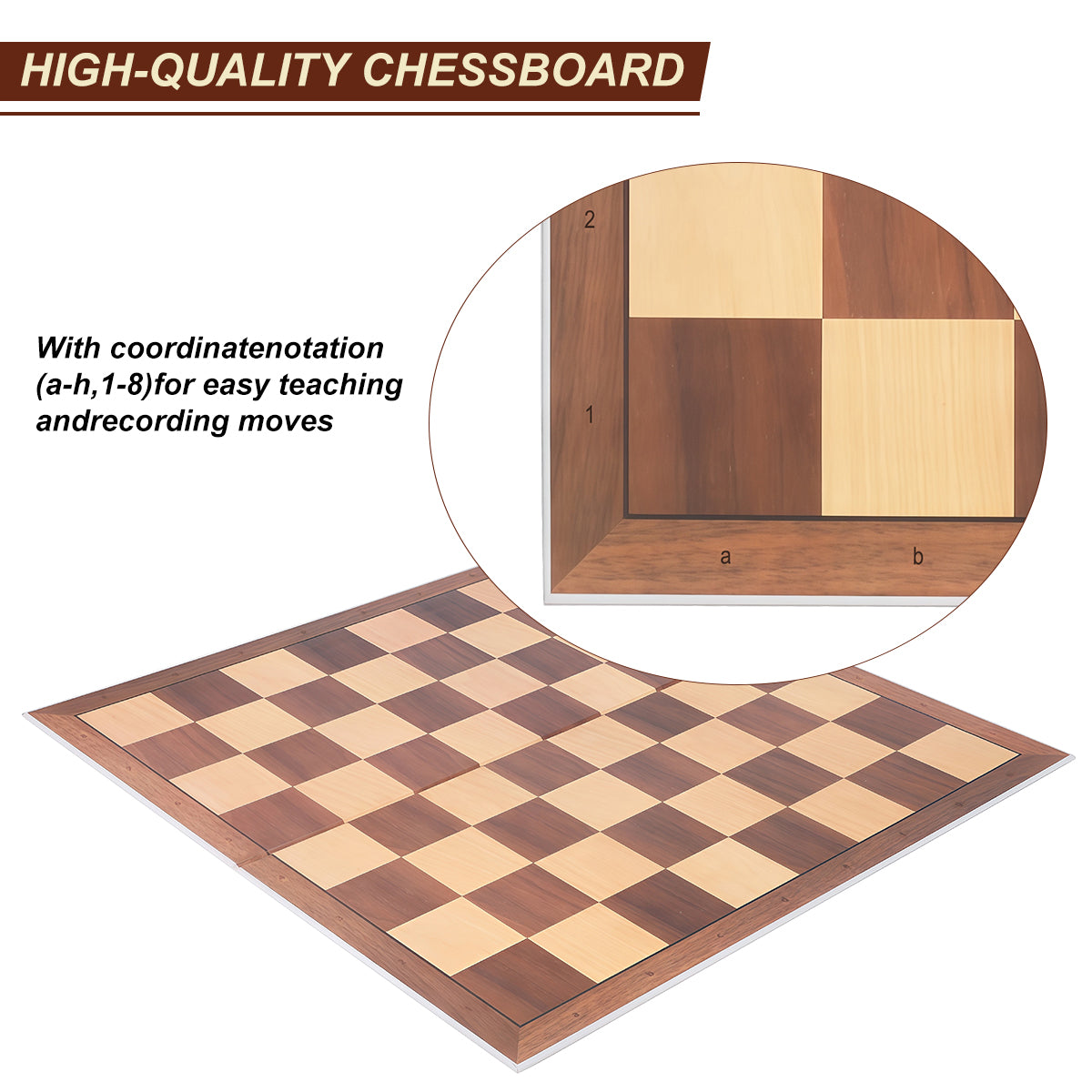 WG-QP88F Standard 2-Fold Go/Chess Board - 48x48cm Waterproof Wood Grain Hardboard