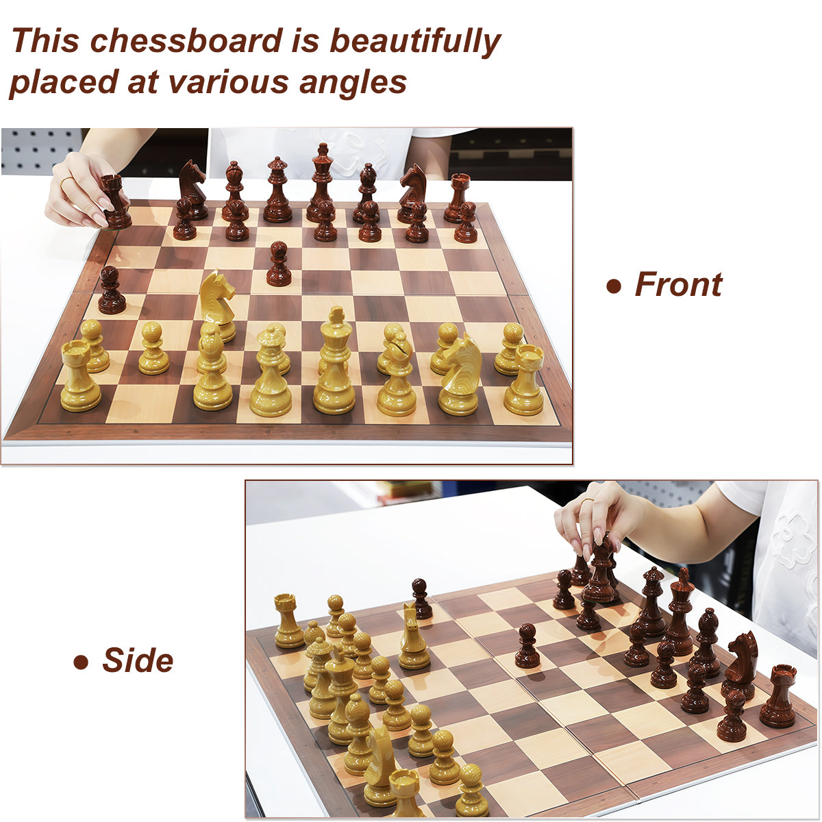 WG-QP88F Standard 2-Fold Go/Chess Board - 48x48cm Waterproof Wood Grain Hardboard