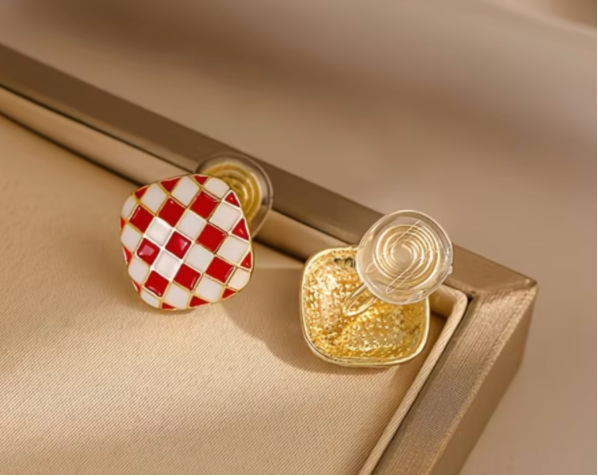 Checkerboard Stud Earrings