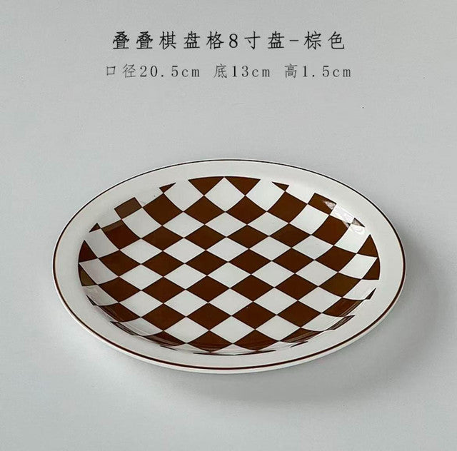 Checkerboard Ceramic Dinner Plate