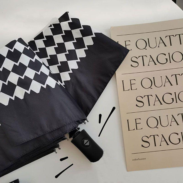 Heart Grid Folding Umbrella - Auto