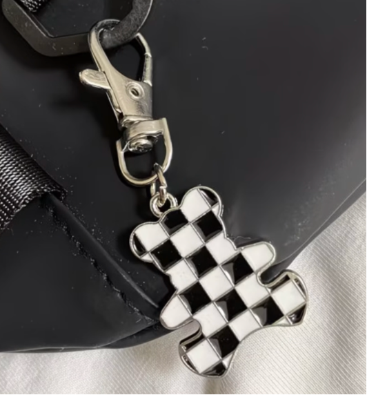 Checkerboard Bear Keychain