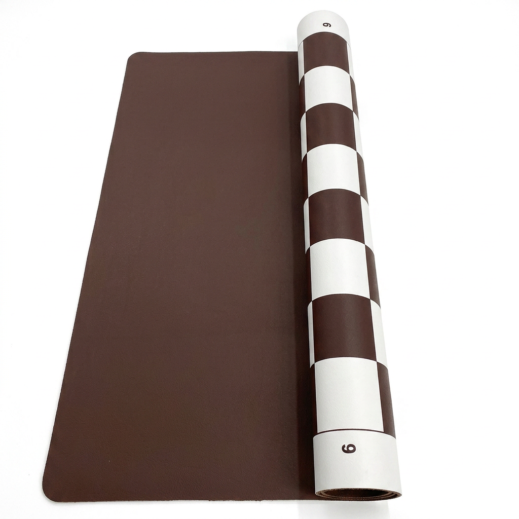 LEAP WG-QP02 Compact Vinyl BROWN Chess Board - 14"×14" Travel Size with Round-Angle Design