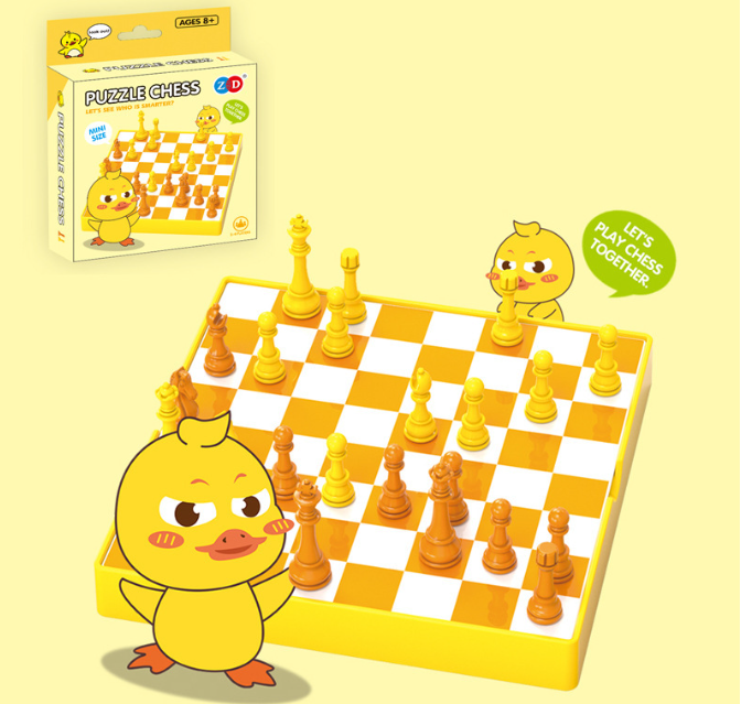 Kids Edition-yellow- Mini Cartoon Strategy Chess Set – Colorful Educational Puzzle Game for Early Cognitive Development