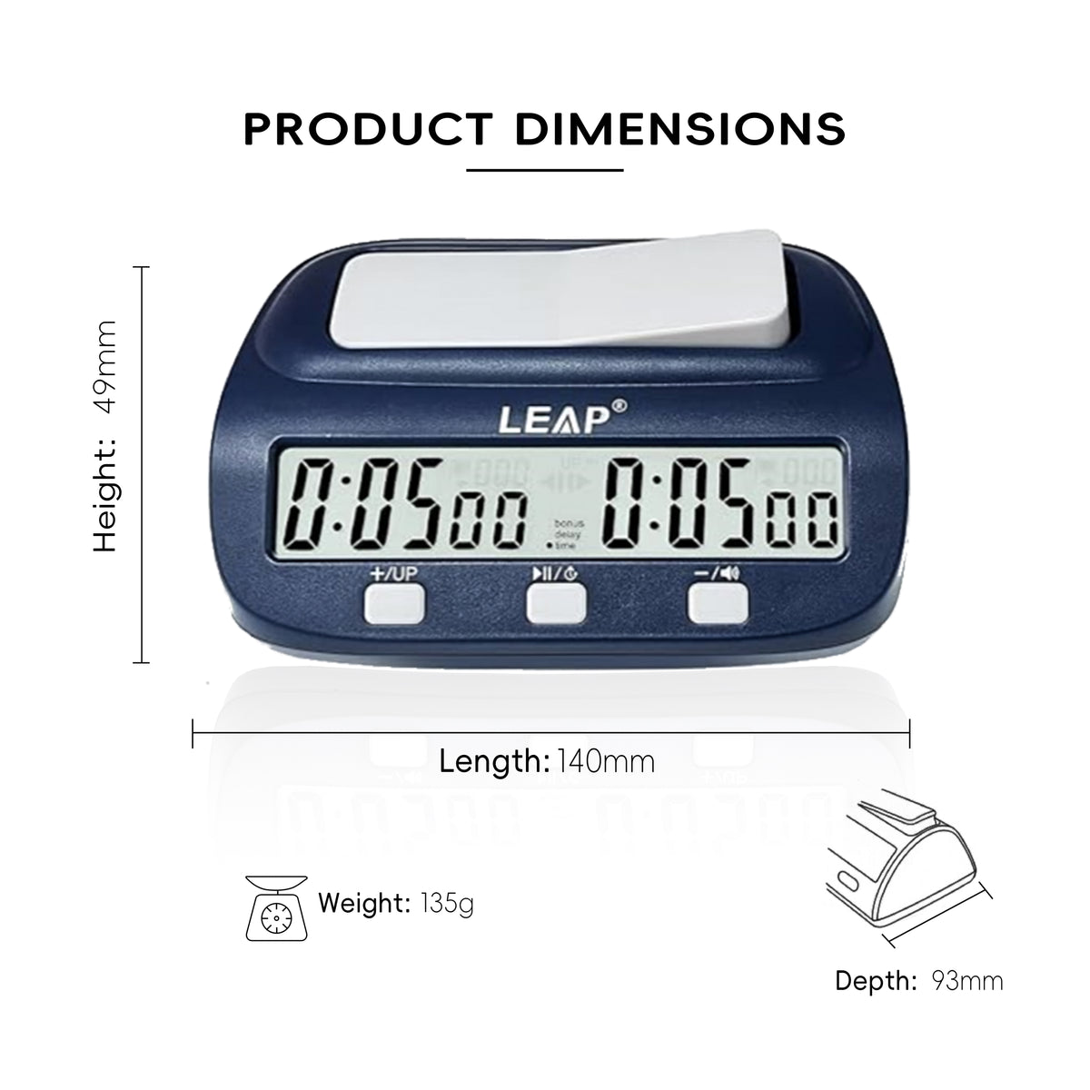 LEAP PQ9923 Digital  BLUE Chess Timer - Reliable Universal Standard for Clubs & Schools