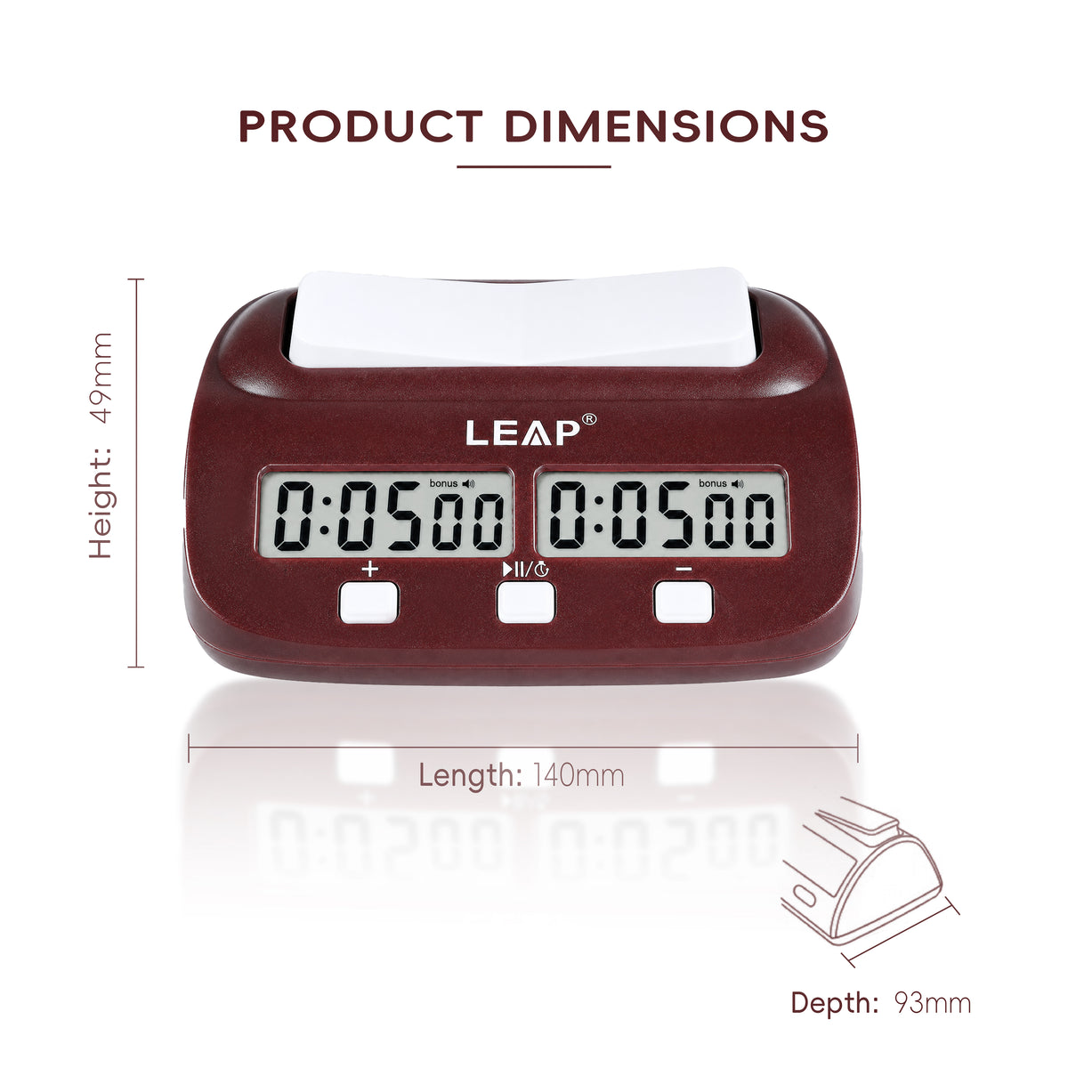 LEAP PQ9907S Digital Chess Clock - Reddish Brown Edition