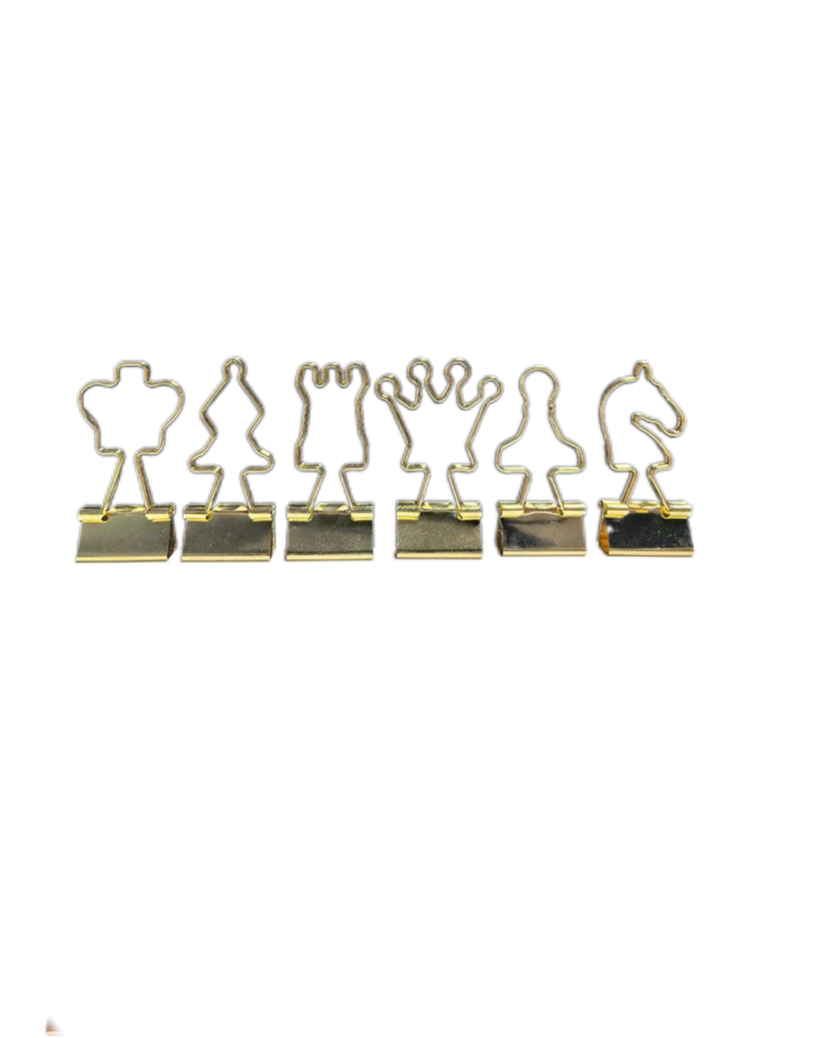 Metal Chess-Inspired Binder Clips-gold – Creative Hollow-Out Long-Tail Clips for Strategic Document Management