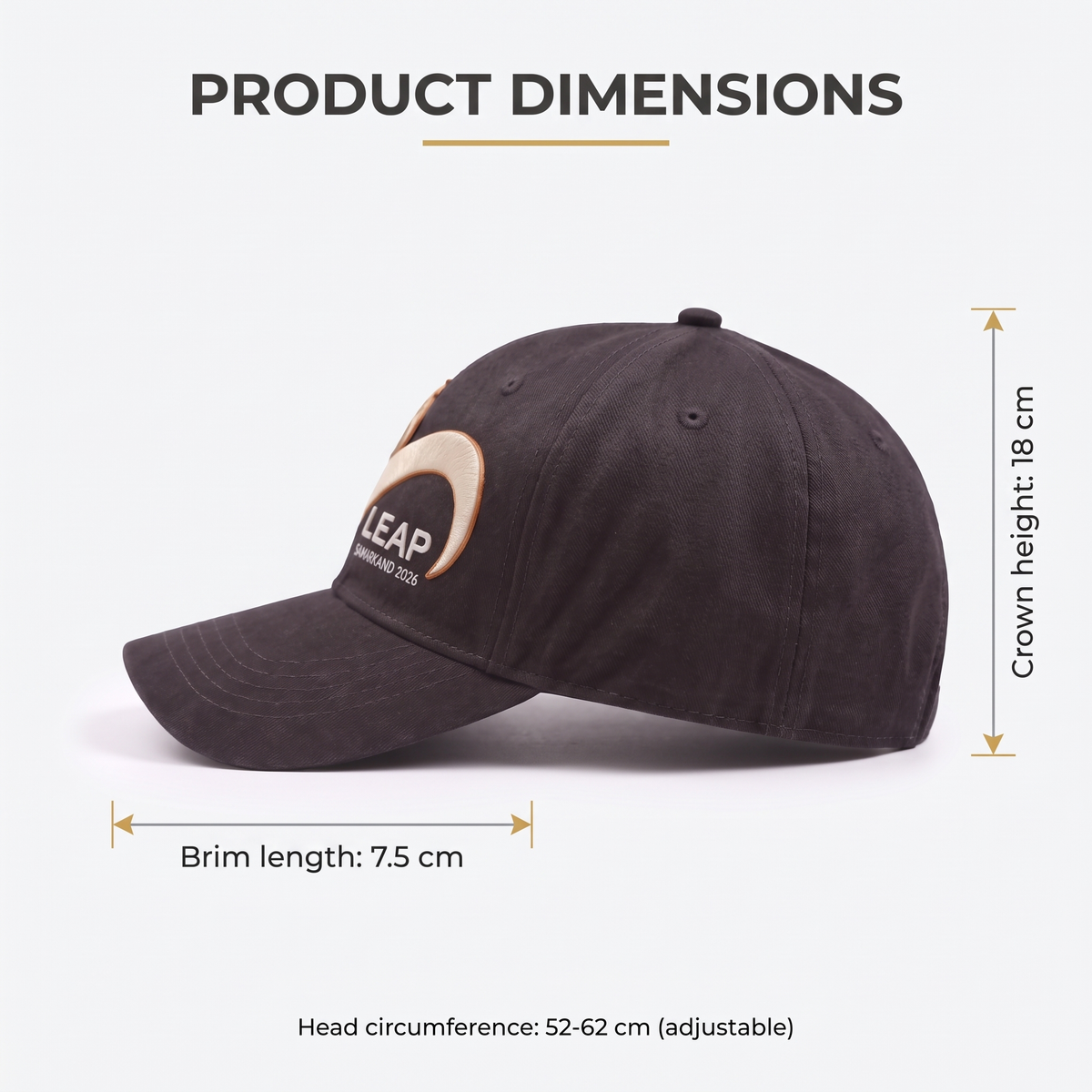 LEAP Baseball Cap dimensions