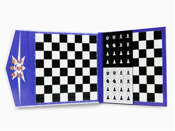 LEAP  Ultra-Slim Magnetic Travel Chess Set – blue white edition-Book-Style Foldable Design for Intellectual Development